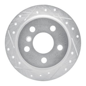 Mini Cooper Brake Rotor (1) - Rear Left - R1 Concepts - Drilled & Slotted - Silver - `14-`24